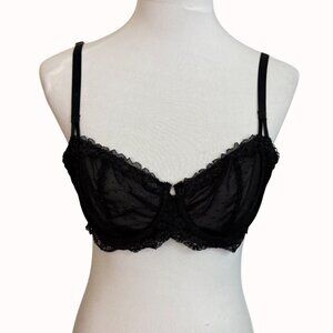 Victorias Secret Dream Angels Bra Black Lace Push-Up 38C No Padding